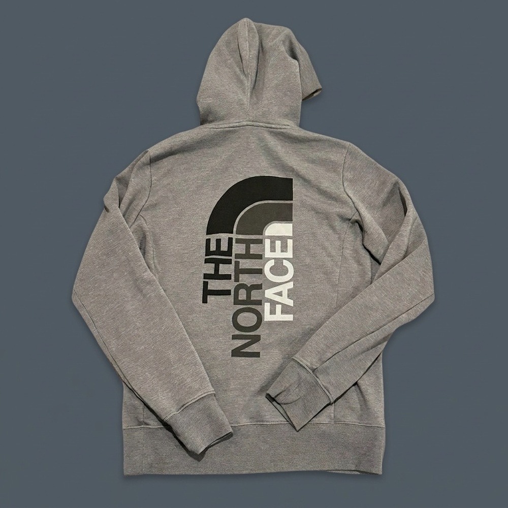 The North Face Womens Half Dome Logo Fleece Pullover Hoodie M Gray Preowned